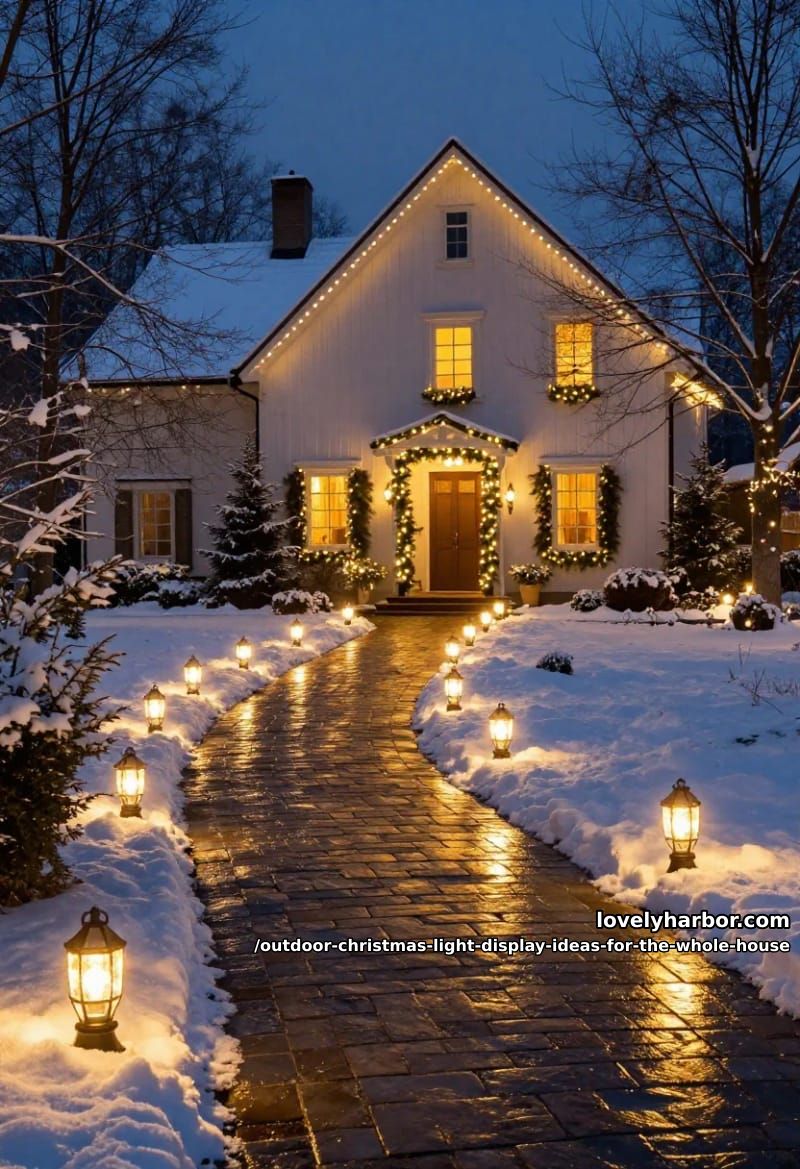 light the path and driveway edges to pull the eye to the door 1