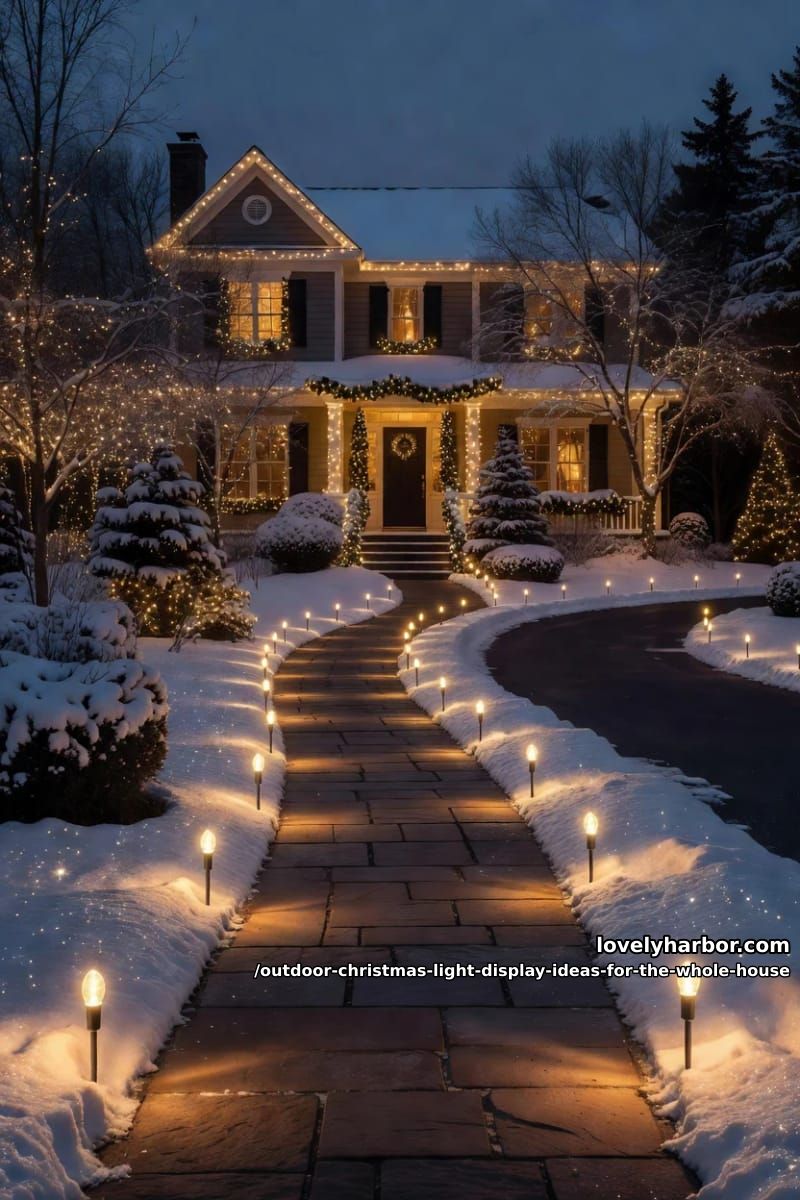light the path and driveway edges to pull the eye to the door 1