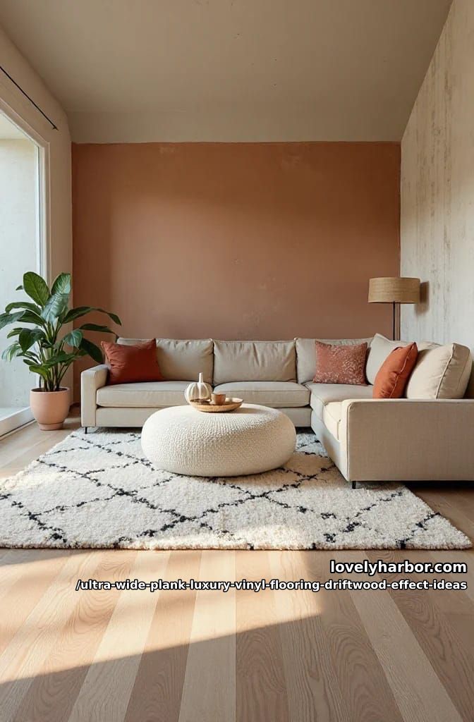 Wide Plank Driftwood LVP: 11 Design Ideas That Don't Read "Beach House" 12 limewash walls and the warmer driftwood story 1