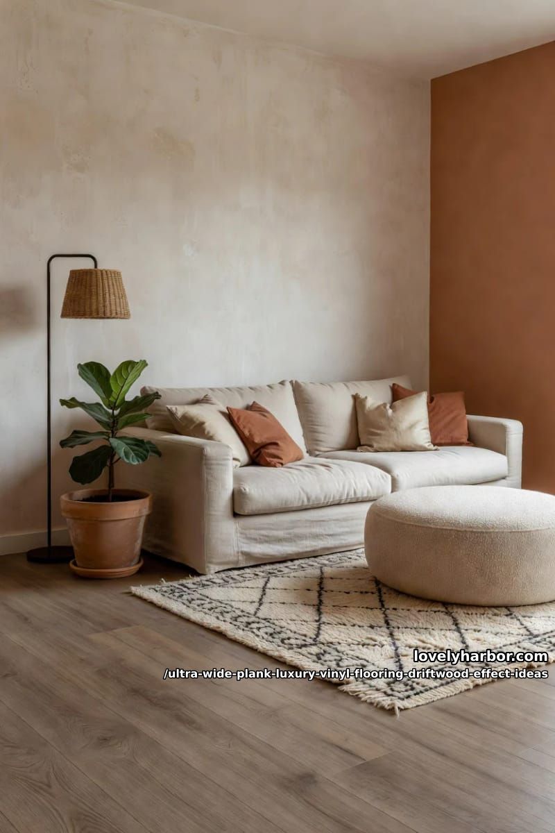 Wide Plank Driftwood LVP: 11 Design Ideas That Don't Read "Beach House" 13 limewash walls and the warmer driftwood story 1