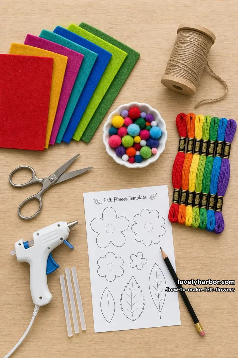 How to Make Felt Flowers (With a Free Printable Petal Template) 2 materials and tools you'll need 1