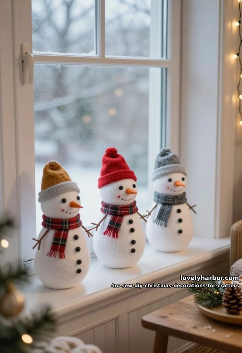 no-sew sock snowmen 1