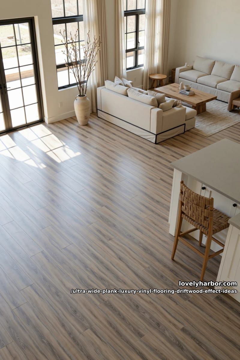 Wide Plank Driftwood LVP: 11 Design Ideas That Don't Read "Beach House" 11 open-plan continuity, and the run direction nobody talks about 1