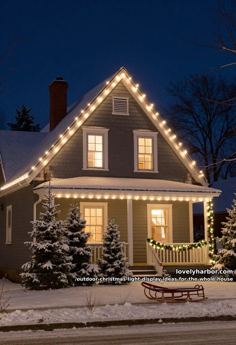 outline the roofline in c9 bulbs to draw the whole house 1