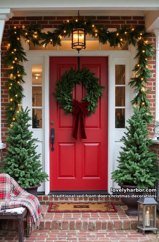 red velvet ribbon matches the door's undertone 6