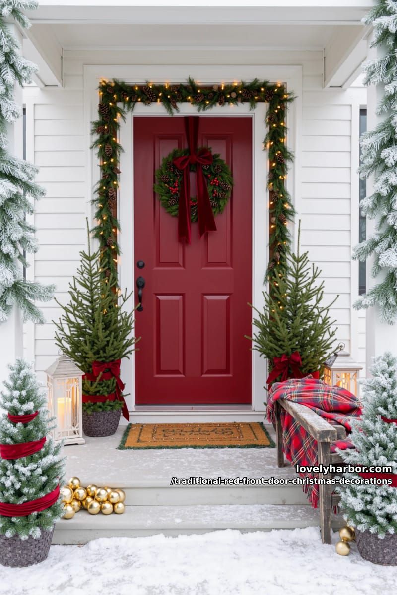 red velvet ribbon matches the door's undertone 1
