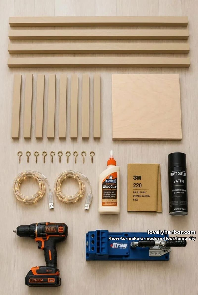 How to Make a Modern Floor Lamp From a Wooden Frame and Fairy Lights 3 shopping list 1