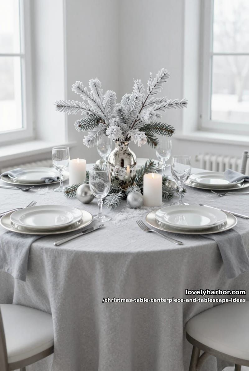 skip red and green entirely for an all-white and silver winter table 1