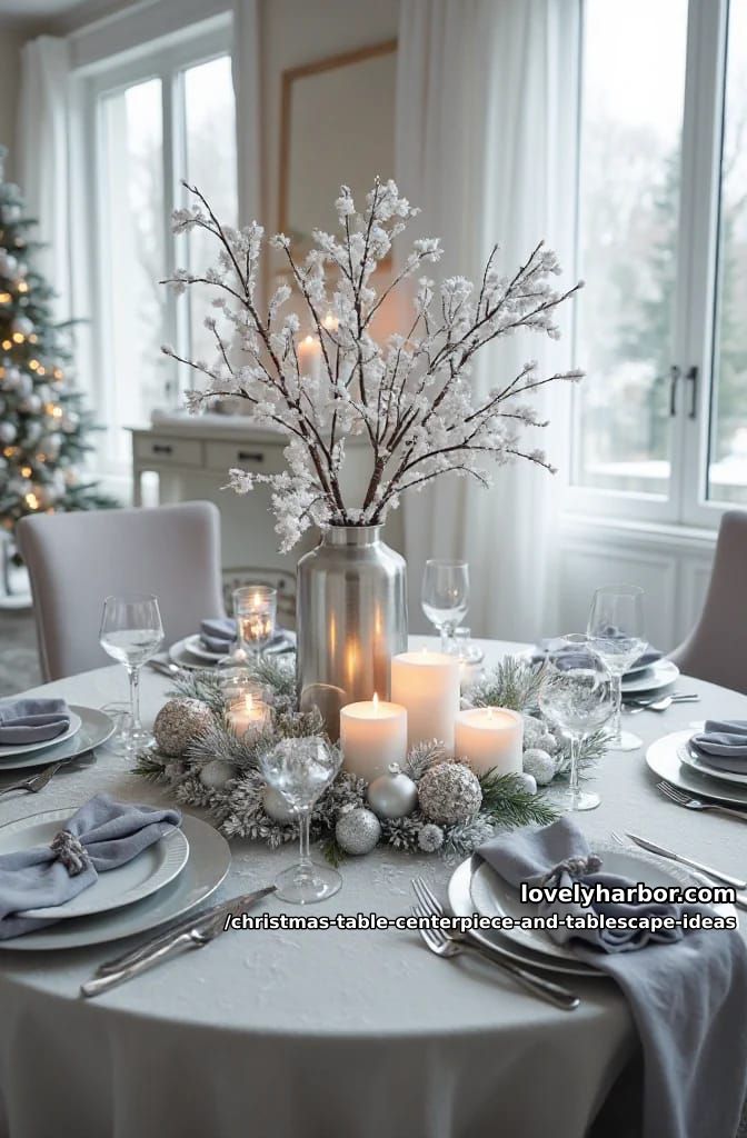 skip red and green entirely for an all-white and silver winter table 1