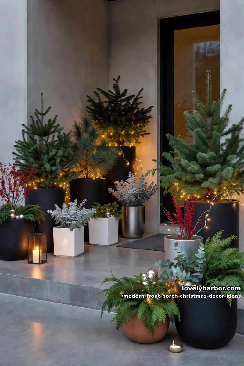 skip the matching pair and build a grove of mismatched planters 1