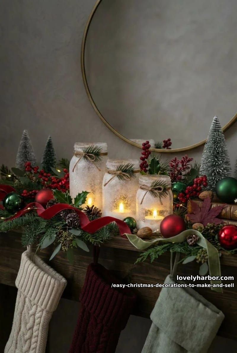 snowy mason jar luminaries 1
