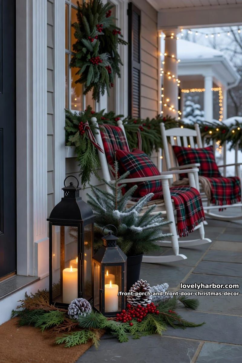 stagger lanterns and pillar candles at the threshold for after-dark depth 1