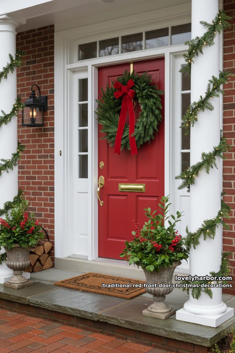 start with one oversized fresh fir wreath, not a skimpy 18-inch ring 1