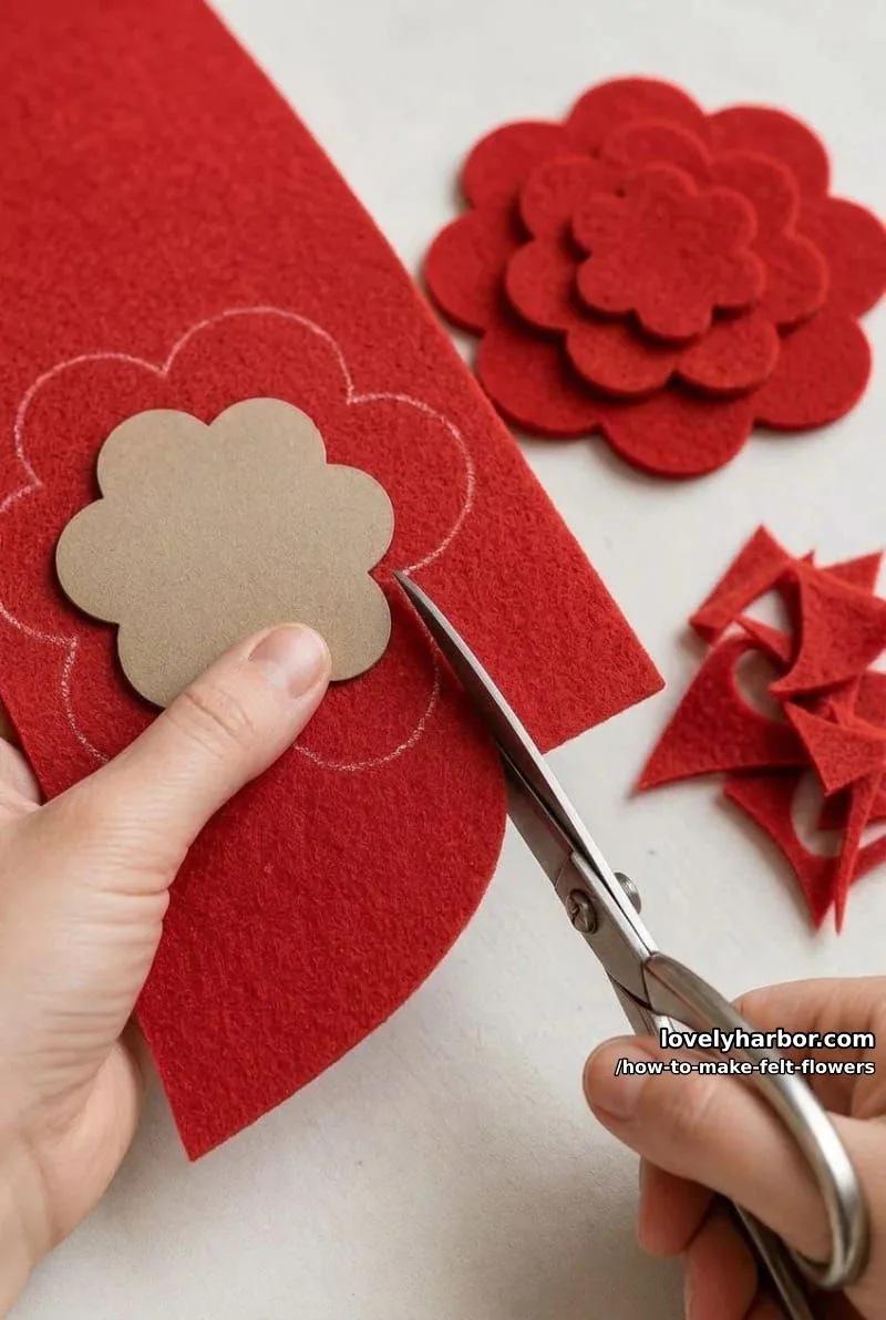 How to Make Felt Flowers (With a Free Printable Petal Template) 5 step 1: cut your petal layers 1