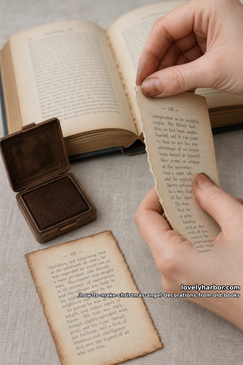 How to Make Christmas Angel Ornaments From Old Book Pages 4 step 1: pick (and age) the right pages 1