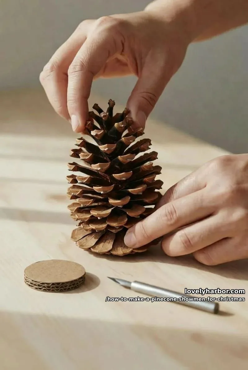 How to Make a Pinecone Snowman for Christmas: DIY Guide 3 step 1: pick and prep the body 1