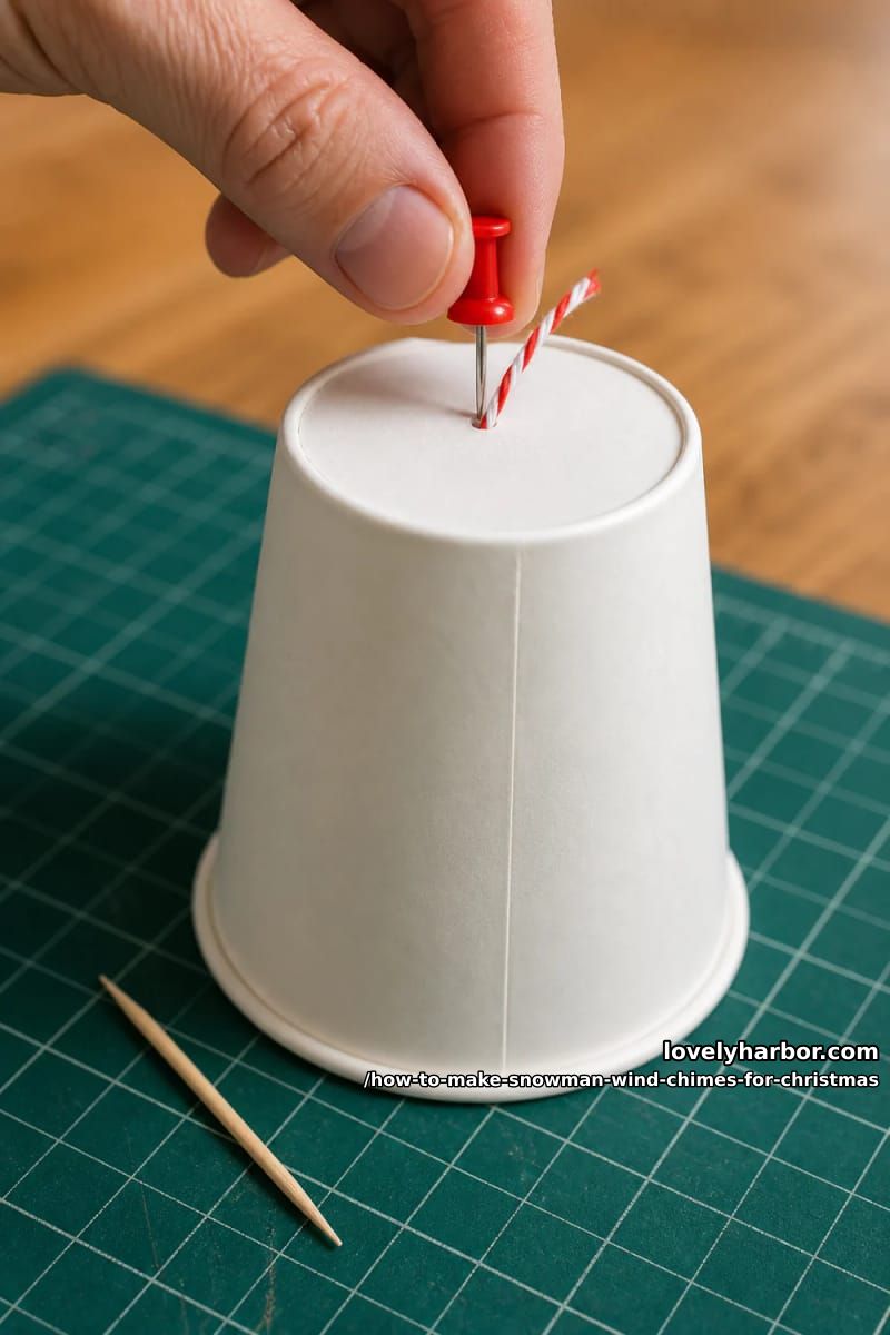How to Make Snowman Wind Chimes for Christmas (Paper Cups, No Clay Pots Required) 4 step 1: turn a cup into a snowman head 1
