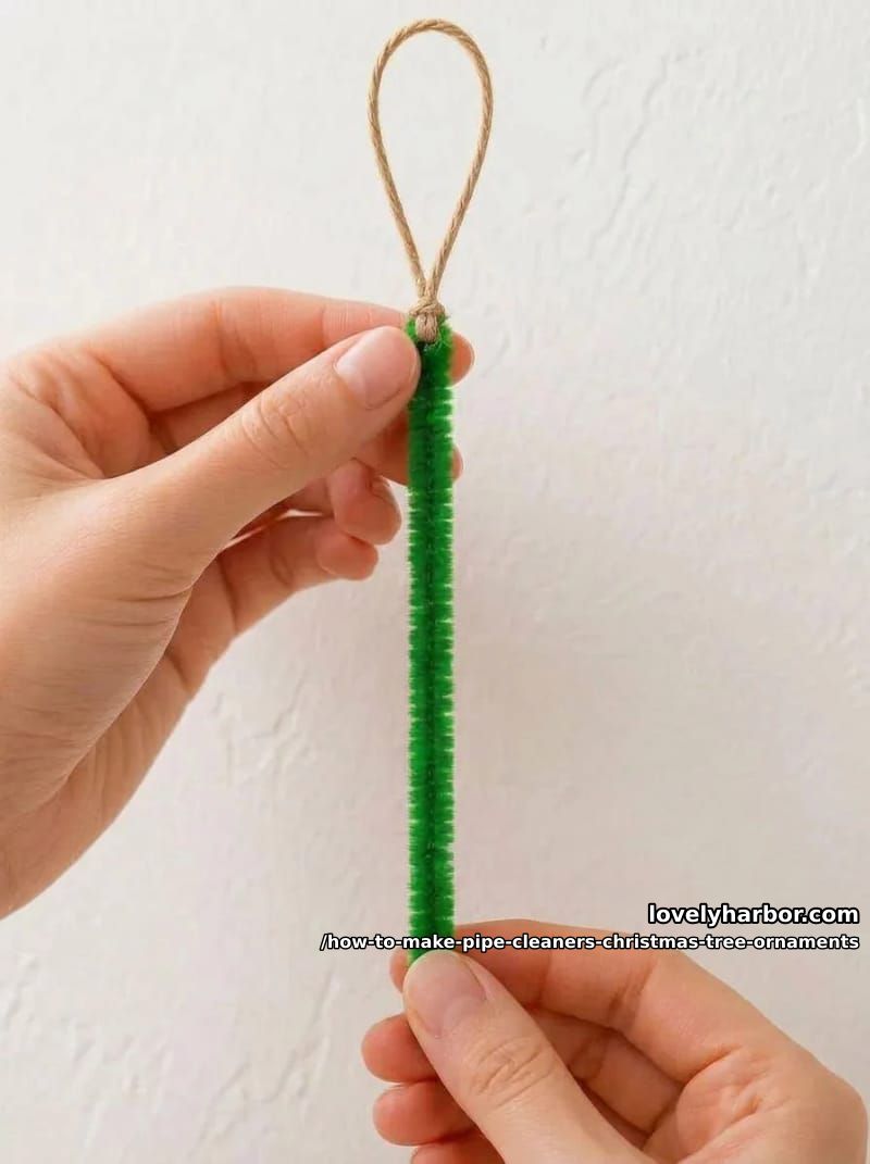 How to Make Pipe Cleaner Christmas Tree Ornaments 6 step 2: build the trunk and loop 1
