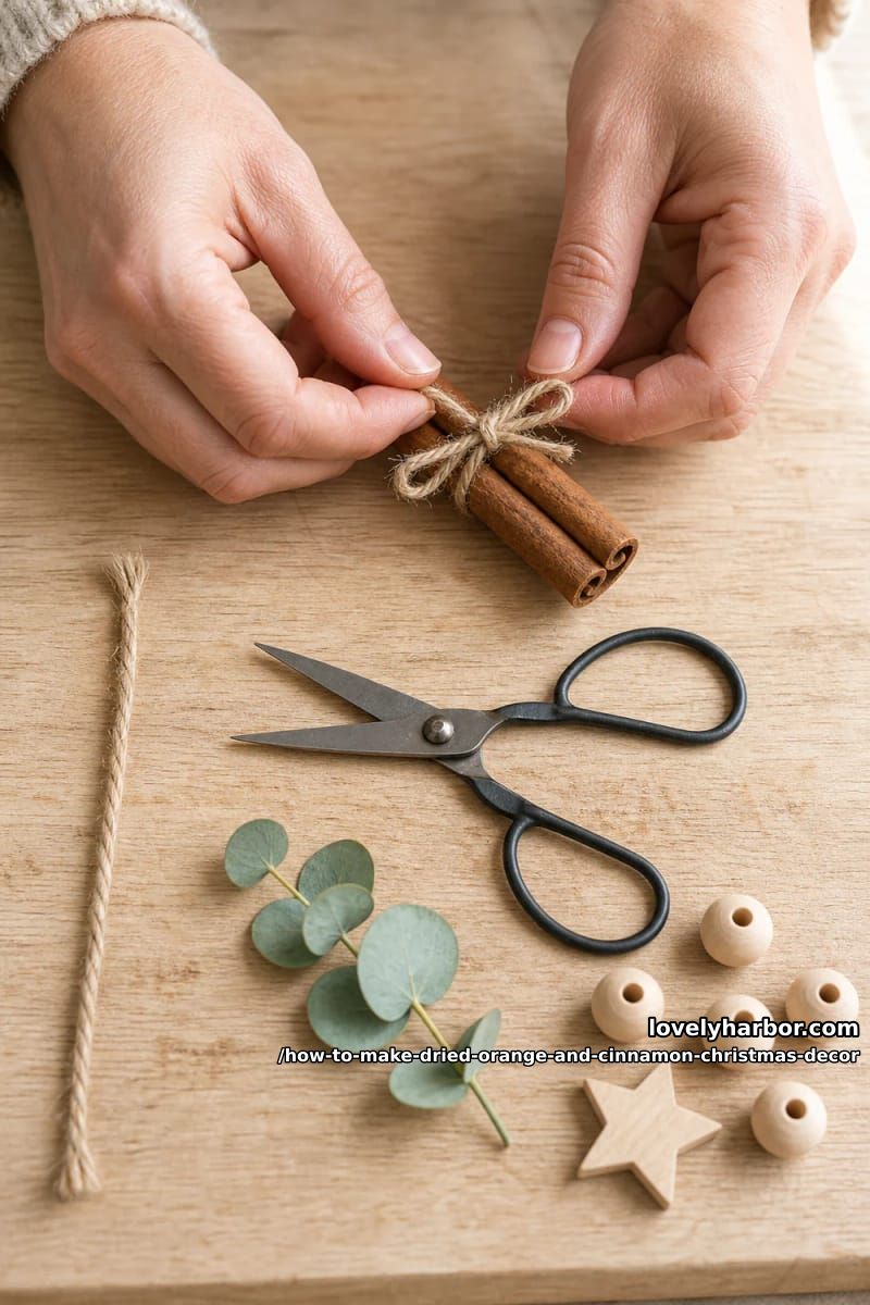 How to Make a Dried Orange and Cinnamon Christmas Hanging Ornament 6 step 2: cut and prep the components 1