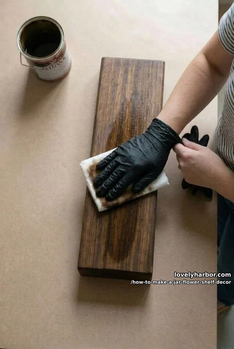 step 2: cut and stain and letter the wood base 1