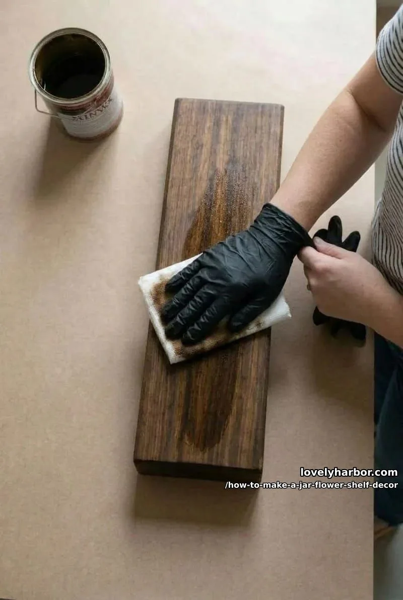 step 2: cut and stain and letter the wood base 1