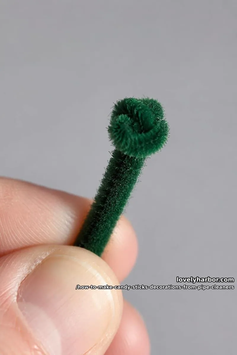 How to Make Beaded Candy Cane Decorations from Pipe Cleaners 6 step 2: fold a stopper at the bottom 1