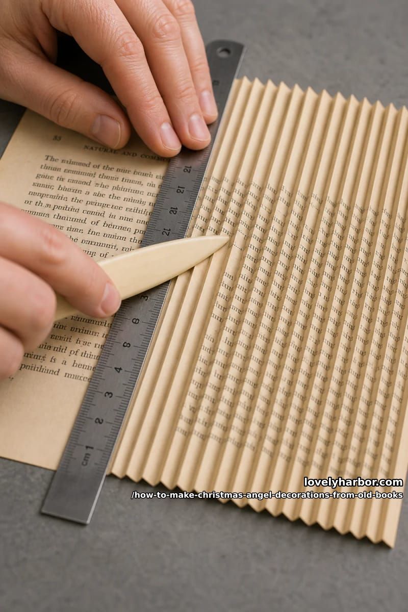 How to Make Christmas Angel Ornaments From Old Book Pages 5 step 2: fold each page into a crisp fan 1