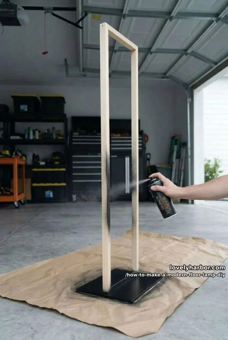 How to Make a Modern Floor Lamp From a Wooden Frame and Fairy Lights 4 step 2: prime and paint (and why you should spray, not brush) 1