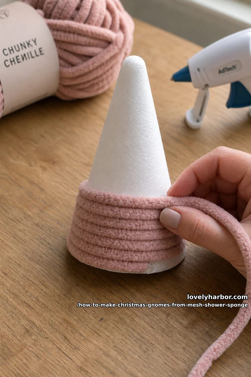 step 2c: the wrapped chenille cone 1