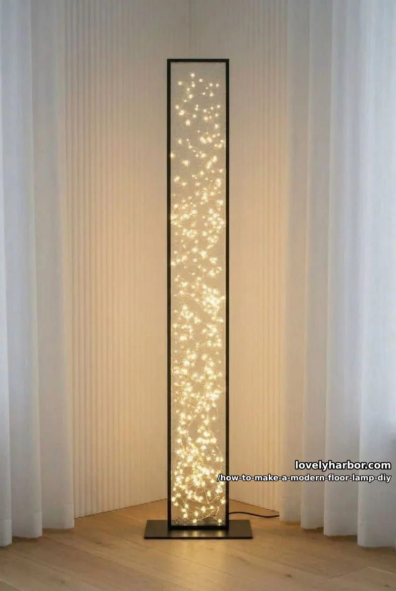 How to Make a Modern Floor Lamp From a Wooden Frame and Fairy Lights 6 step 3: add hooks and string the lights 1