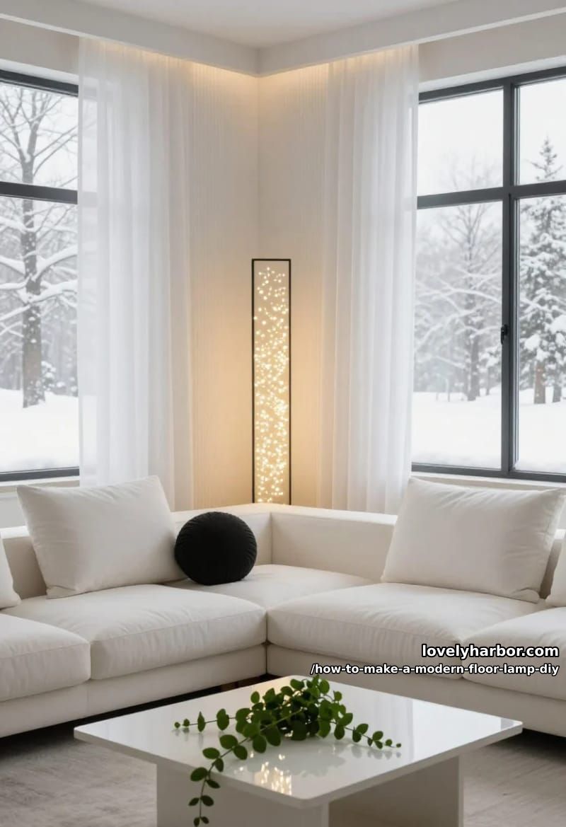 How to Make a Modern Floor Lamp From a Wooden Frame and Fairy Lights 7 step 3: add hooks and string the lights 1