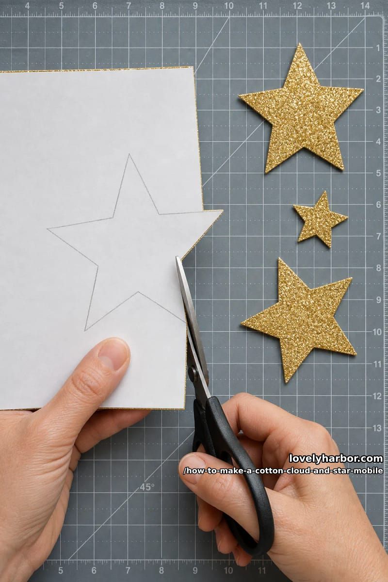 step 3: cut the glitter stars 1