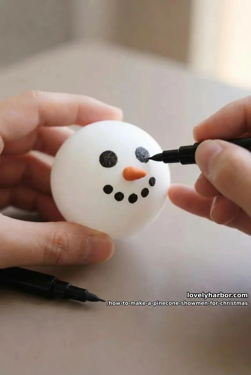 How to Make a Pinecone Snowman for Christmas: DIY Guide 5 step 3: make the head and the face 1