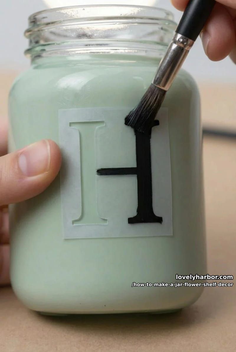 step 3: stencil the letters and freehand the laurels 1