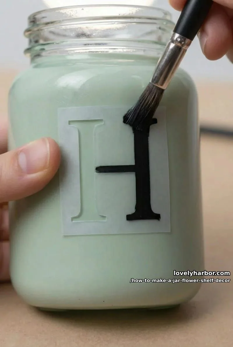 step 3: stencil the letters and freehand the laurels 1