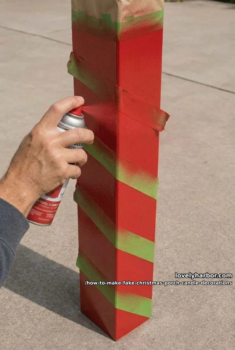 step 3: tape and paint the candy-cane stripes 1