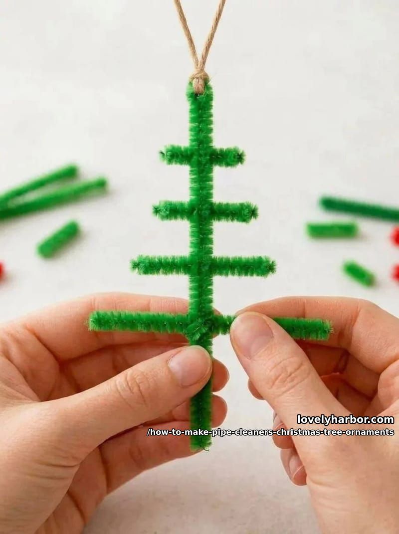 How to Make Pipe Cleaner Christmas Tree Ornaments 7 step 3: twist on the branches 1