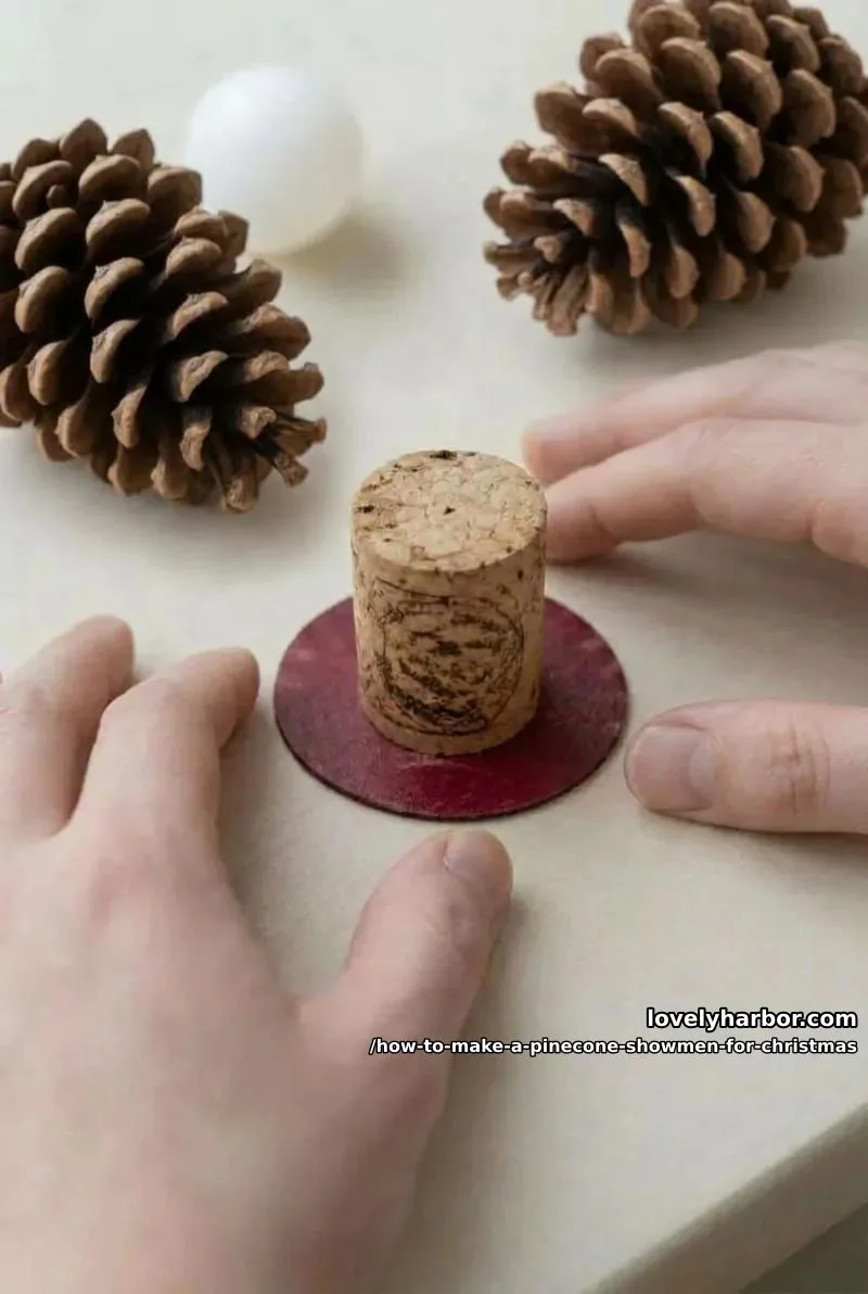 How to Make a Pinecone Snowman for Christmas: DIY Guide 8 step 4: build the cork-and-cardboard hat 1