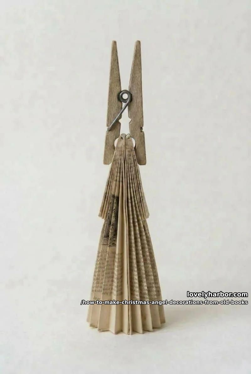 How to Make Christmas Angel Ornaments From Old Book Pages 9 step 4: glue the two halves into the body 1