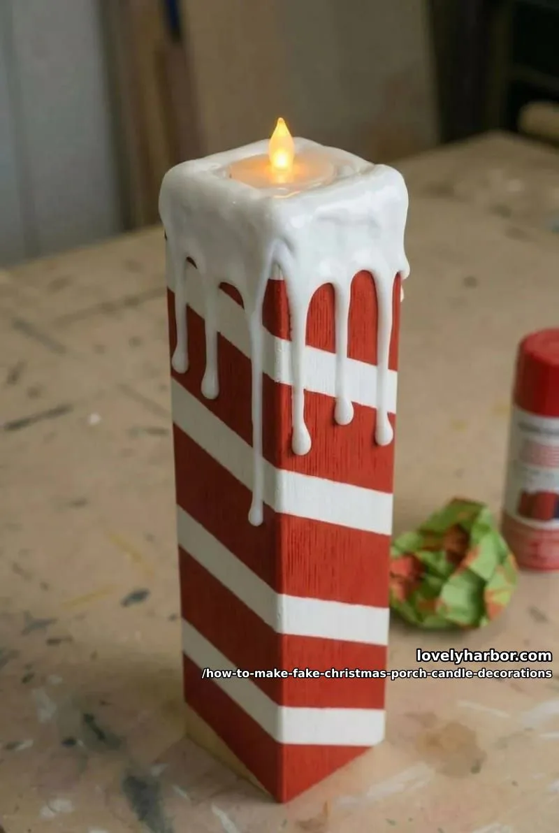 How to Make Faux Christmas Porch Candles From 6x6 Posts 13 step 5: build the dripping wax 1