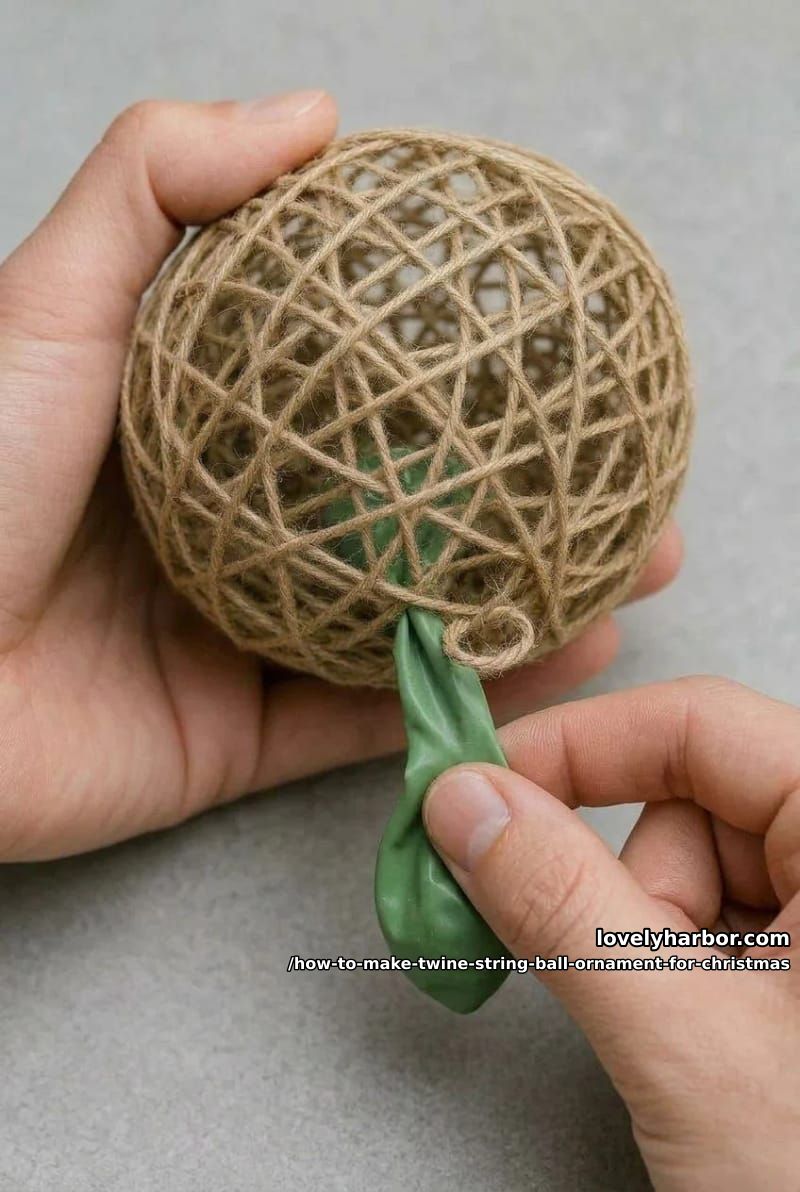 How to Make Twine String Ball Ornaments That Hold Their Shape 9 step 5: deflate the balloon (don't just pop it) 1