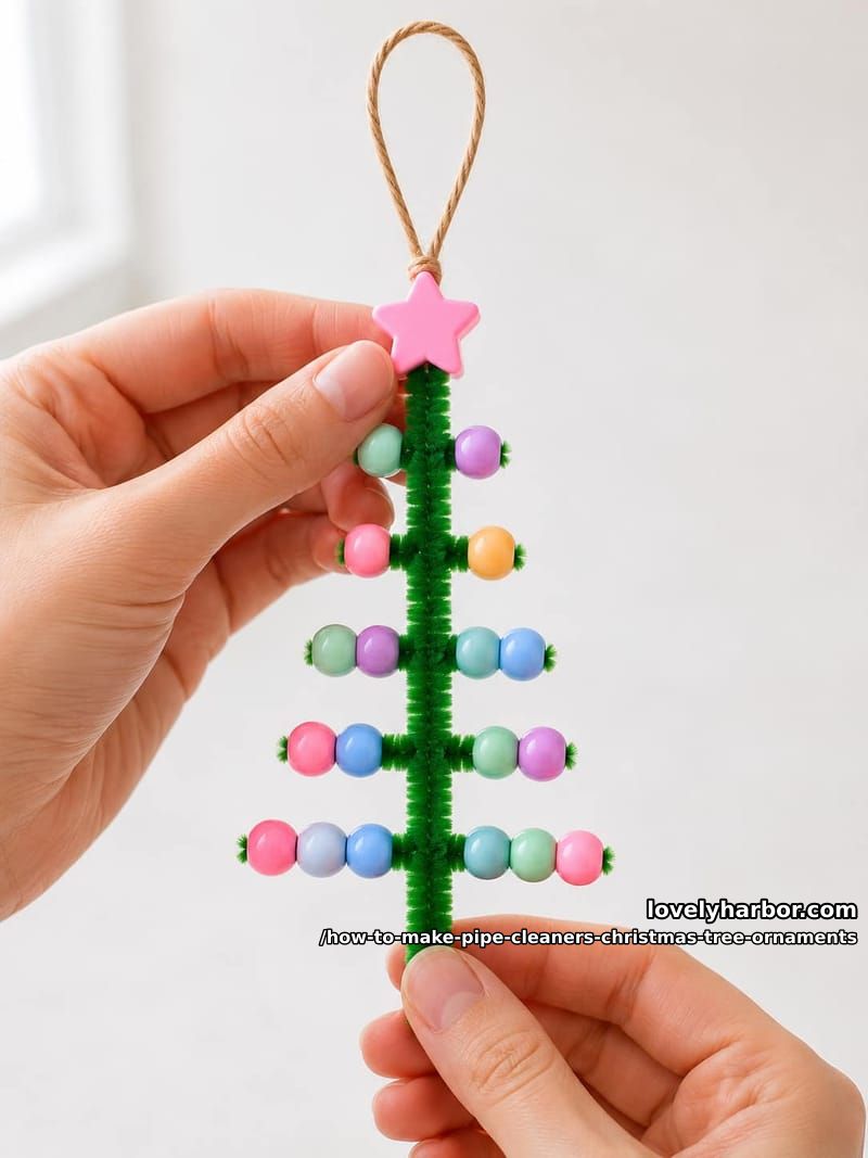 How to Make Pipe Cleaner Christmas Tree Ornaments 9 step 5: top it off 1
