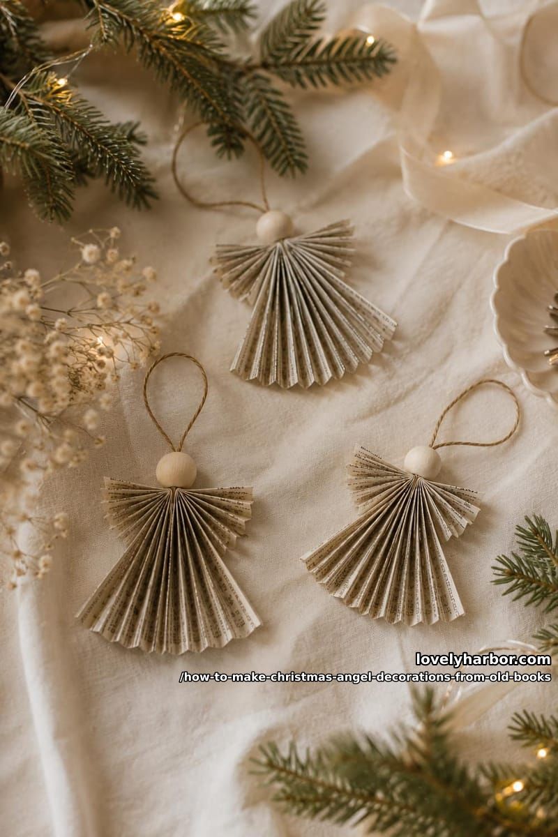 How to Make Christmas Angel Ornaments From Old Book Pages 13 step 6: shape the wings, seal, and hang 1
