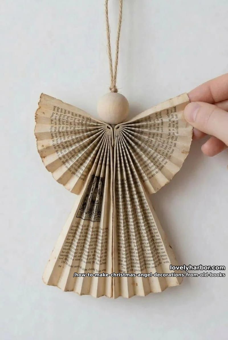 How to Make Christmas Angel Ornaments From Old Book Pages 12 step 6: shape the wings, seal, and hang 1