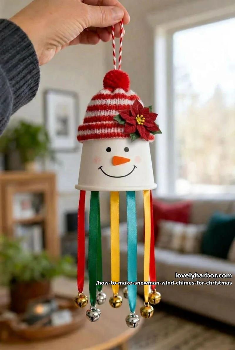 How to Make Snowman Wind Chimes for Christmas (Paper Cups, No Clay Pots Required) 11 step 6: thread the hanger and balance it 1