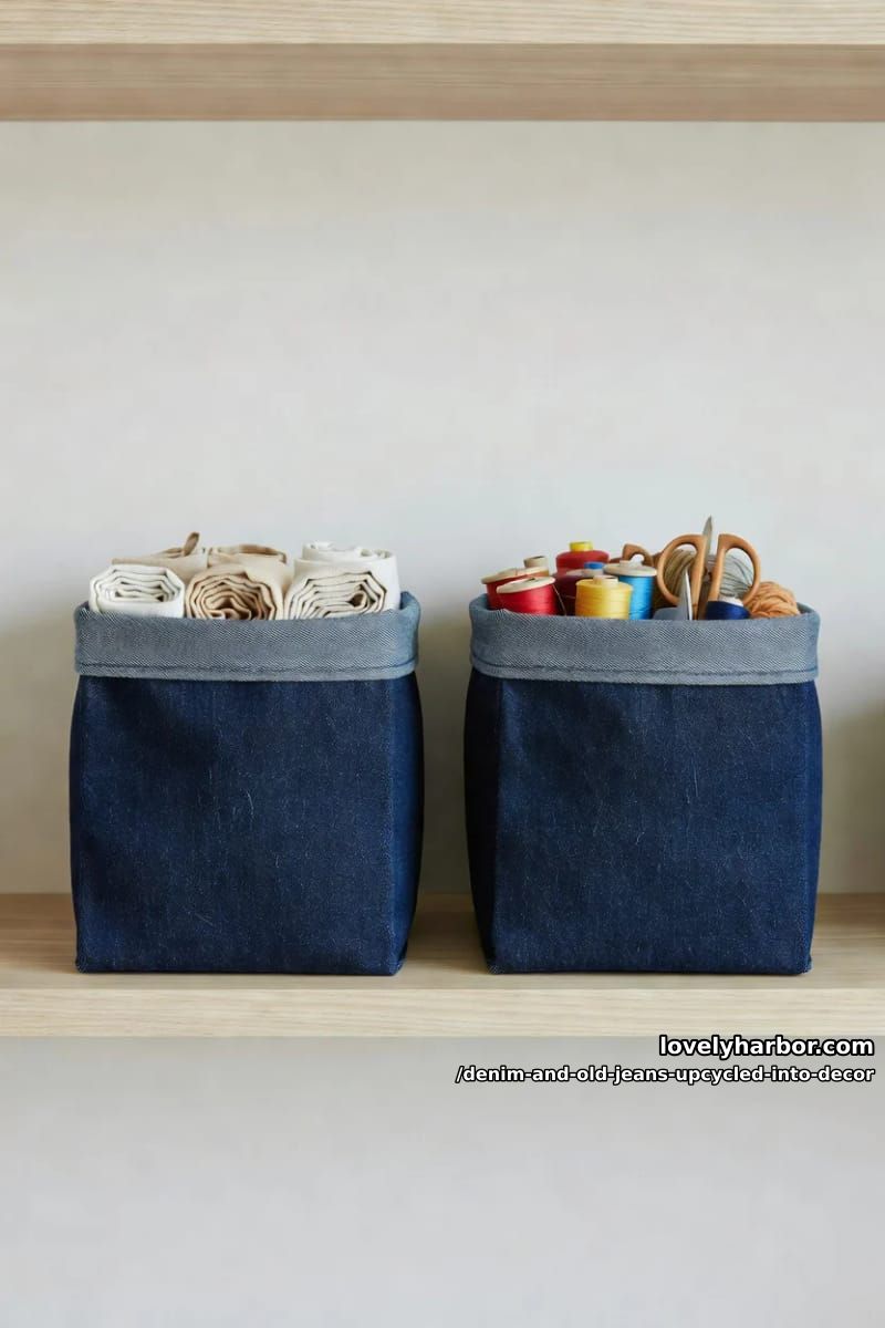 stiffened denim storage bins 1