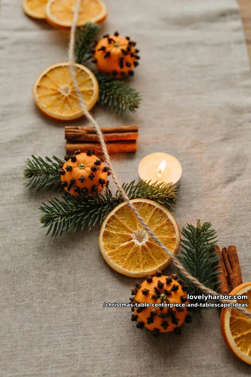 string a dried citrus and clove garland down the runner 1