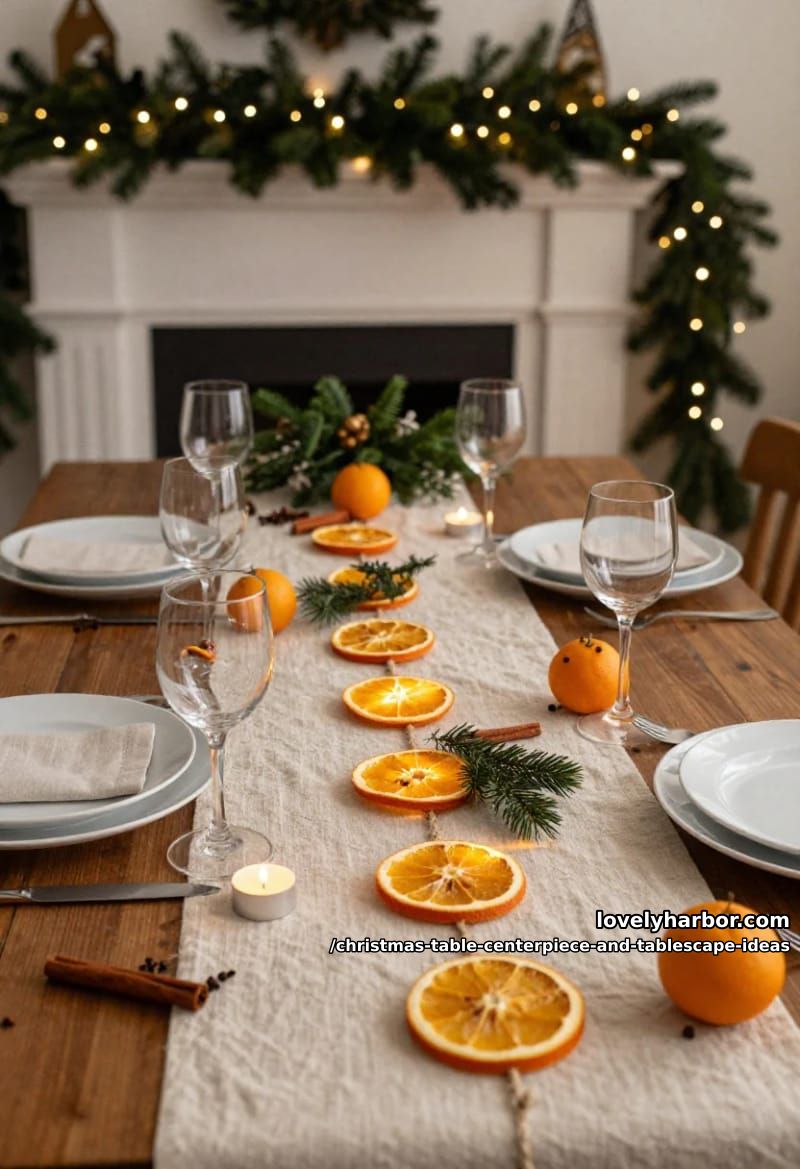 string a dried citrus and clove garland down the runner 1