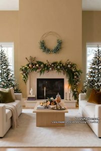 style the mantel off-balance with one real-touch garland 11