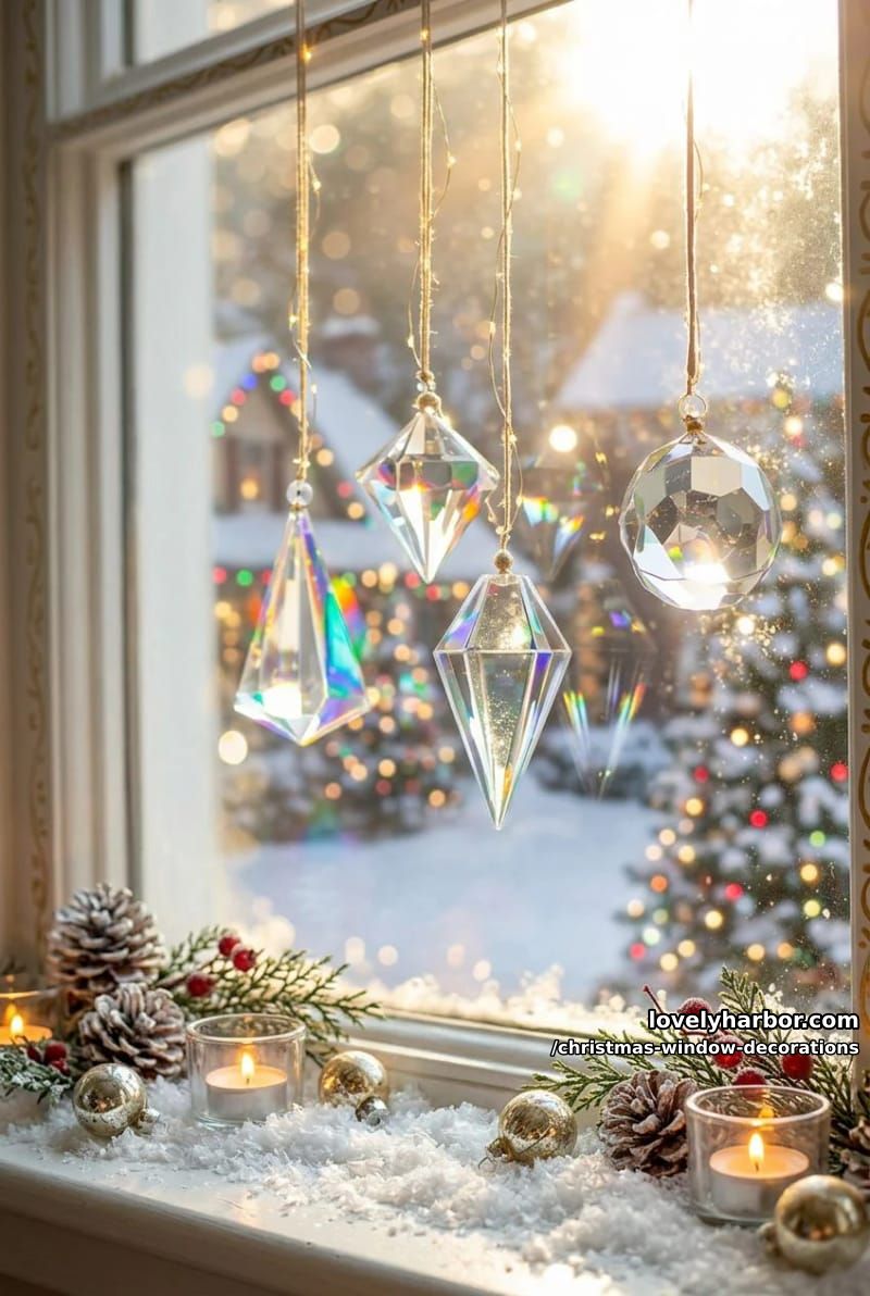 Christmas Window Decorations: 12 Ideas for Glow That Reads From the Street and the Sofa 21 suncatcher crystals and prisms for daytime windows 1